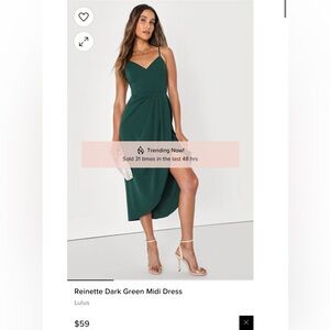 Lulus Reinette Dark Green Midi Dress Large